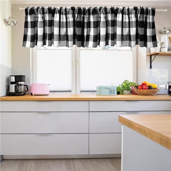 Buffalo Plaid Curtains Buffalo Window Valances Farmhouse Design Window Decor - Picture 3 of 7